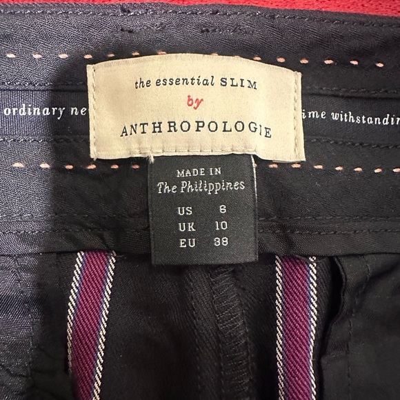 Anthropologie Black and Purple Cropped Ankle Pants - Picture 4 of 9